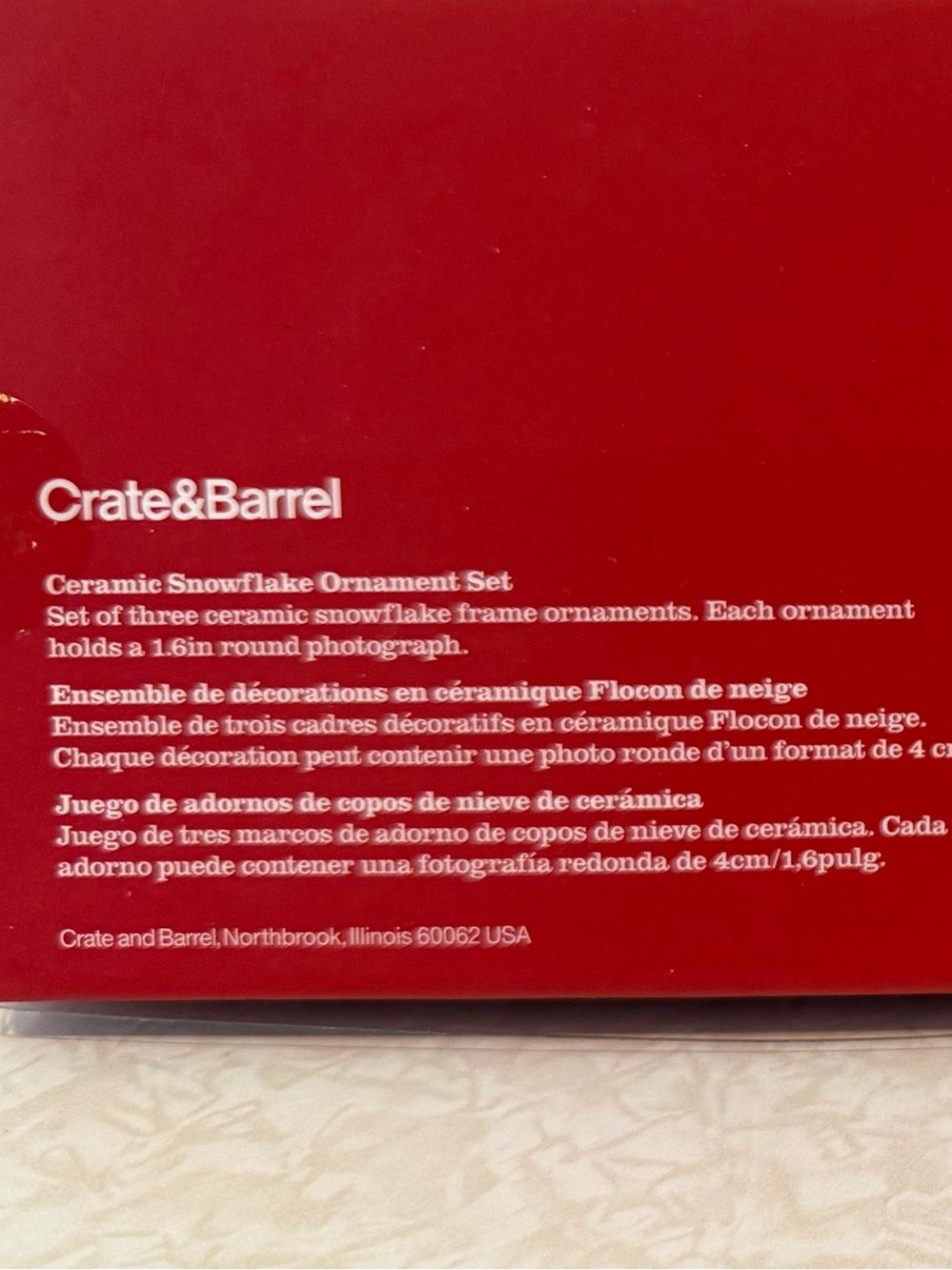 Crate & Barrel Ceramic Snowflake Ornament Set - Picture 2 of 2